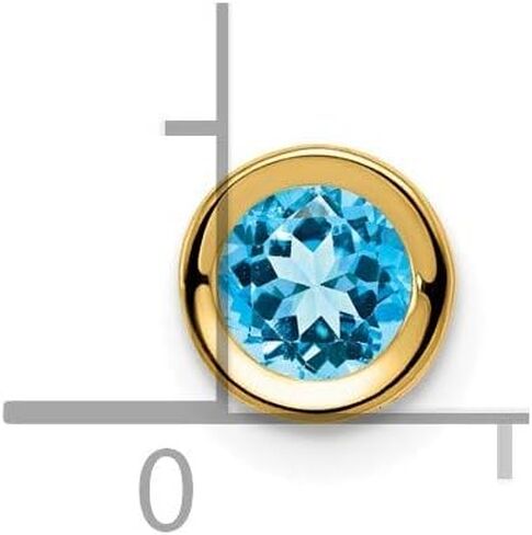 Solid 14k Yellow Gold 5mm Blue Topaz bezel Pendant Charm 6mm in Saudi Arabia