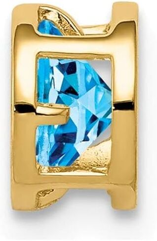 Solid 14k Yellow Gold 5mm Blue Topaz bezel Pendant Charm 6mm in Saudi Arabia