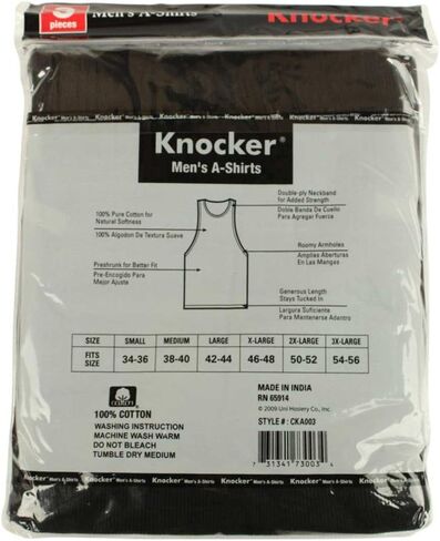 6 Pack Mens A-Shirt 100% Cotton Muscle Tank Top Gym Undershirt Ribbed Black L in Saudi Arabia