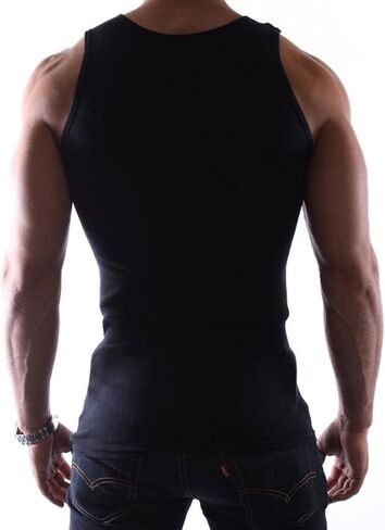 6 Pack Mens A-Shirt 100% Cotton Muscle Tank Top Gym Undershirt Ribbed Black L in Saudi Arabia