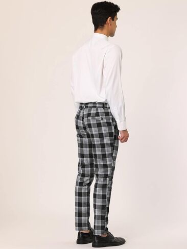 Lars Amadeus Men's Plaid Dress Pants Casual Slim Fit Checkered Business Trousers in Kuwait
