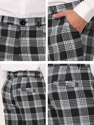 Lars Amadeus Men's Plaid Dress Pants Casual Slim Fit Checkered Business Trousers in Kuwait