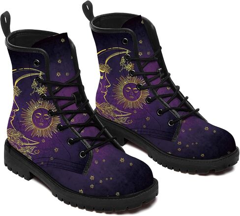 Sun and Moon Boots Womens Mens Combat Boots Waterproof Lace Up Anti-Slip Platform Booties Shoes Gifts for Women Men in Kuwait