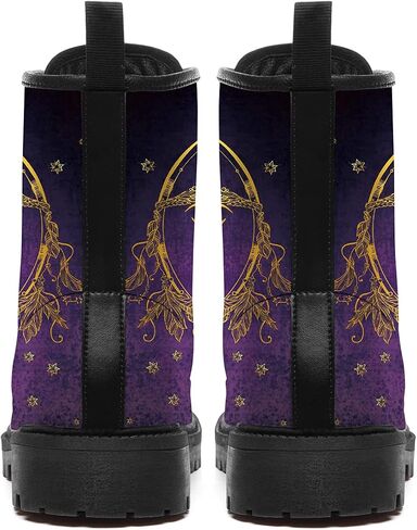 Sun and Moon Boots Womens Mens Combat Boots Waterproof Lace Up Anti-Slip Platform Booties Shoes Gifts for Women Men in Kuwait