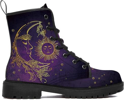 Sun and Moon Boots Womens Mens Combat Boots Waterproof Lace Up Anti-Slip Platform Booties Shoes Gifts for Women Men in Kuwait