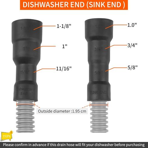 خرطوم تصريف غسالة الصحون - خرطوم تصريف عالمي للغسالات بطول 6.6 قدم - خرطوم تصريف مرن ومموج بديل لغسالة الصحون مع مشبك in Kuwait