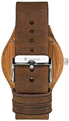 Treehut Men Wooden Quartz Analog Premium Quality Leather Strap Durable Wrist Watch in Saudi Arabia