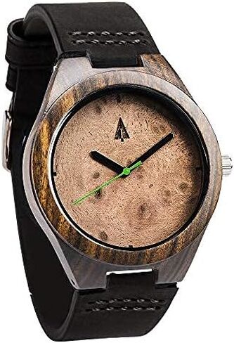 Treehut Men Wooden Quartz Analog Premium Quality Leather Strap Durable Wrist Watch in Saudi Arabia