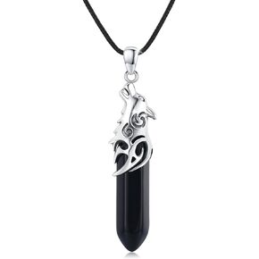 CUOKA MIRACLE Wolf Necklace 925 Men Sterling Silver Wolf Crystal Pendant Wolf Head Jewelry Wolf Gift for Men Women in Saudi Arabia