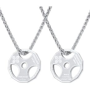 U7 Men Women Fitness Dumbbell Necklace Stainless Steel Weight Plate Barbell Chain Pendant Necklace,Chain 22"+2" Extender, with Gift Box in Saudi Arabia