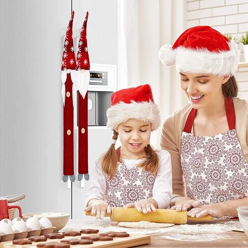 Dicollas Christmas Decorations Gnomes Refrigerator Handle Covers Set of 8Pcs, Christmas Kitchen Decor Appliance Handle Covers-Microwave Oven Dishwasher Fridge Door Handle Covers for Christmas Holiday in Saudi Arabia