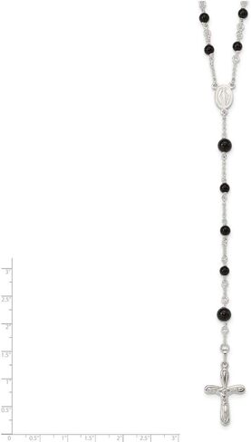 Ryan Jonathan Fine Jewelry Sterling Silver Black Onyx Rosary Necklace, 33" in Kuwait