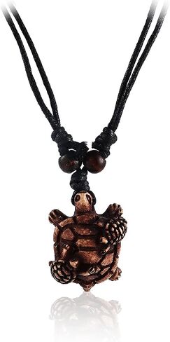COLORFUL BLING 12pcs Artificial Bone Carving Sea Turtles Pendant Necklaces Set Medallion Symbol Adjustable Cotton Cord Yin Yang Hawaiian Surfer Lucky Amulet Jewelry for Women Men Unix in Saudi Arabia