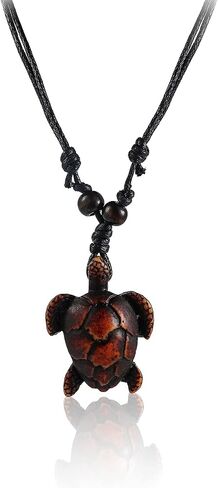 COLORFUL BLING 12pcs Artificial Bone Carving Sea Turtles Pendant Necklaces Set Medallion Symbol Adjustable Cotton Cord Yin Yang Hawaiian Surfer Lucky Amulet Jewelry for Women Men Unix in Saudi Arabia