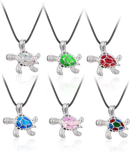 COLORFUL BLING 12pcs Artificial Bone Carving Sea Turtles Pendant Necklaces Set Medallion Symbol Adjustable Cotton Cord Yin Yang Hawaiian Surfer Lucky Amulet Jewelry for Women Men Unix in Saudi Arabia
