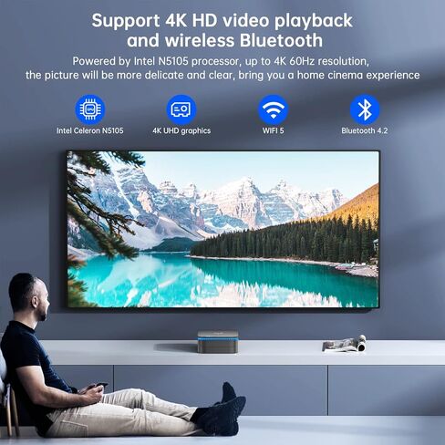 KAMRUI Mini PC Intel 1th Gen N5105 (تصل إلى 2.9 جيجاهرتز) مع ويندوز 11 برو، 8 جيجا DDR4 256 جيجا اس اس دي، يدعم ترقية اس دي، 4 كيه اتش دي، شاشة مزدوجة، 2.4/5G واي فاي، جيجابت إيثرنت، BT4.2 in Kuwait