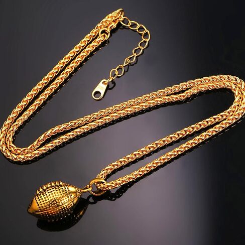U7 Men Soccer/Football/Baseball Chain Stainless Steel 18K Gold Plated Cool Sport Pendant Running Shoe Necklaces, Baseball Cross Necklaces with 22+2" Chain Gift for Husband or Son in Saudi Arabia