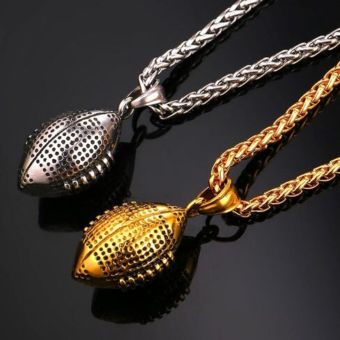 U7 Men Soccer/Football/Baseball Chain Stainless Steel 18K Gold Plated Cool Sport Pendant Running Shoe Necklaces, Baseball Cross Necklaces with 22+2" Chain Gift for Husband or Son in Saudi Arabia