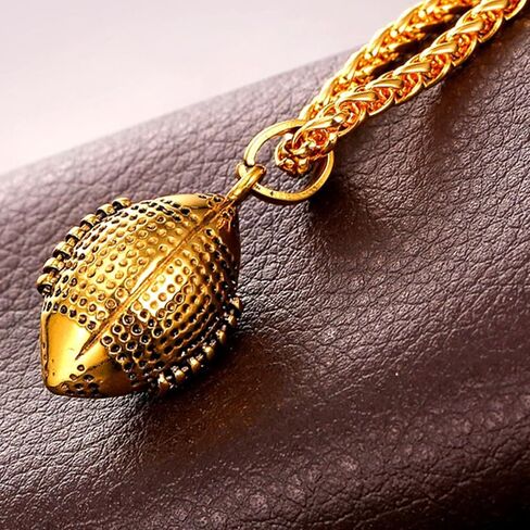 U7 Men Soccer/Football/Baseball Chain Stainless Steel 18K Gold Plated Cool Sport Pendant Running Shoe Necklaces, Baseball Cross Necklaces with 22+2" Chain Gift for Husband or Son in Saudi Arabia