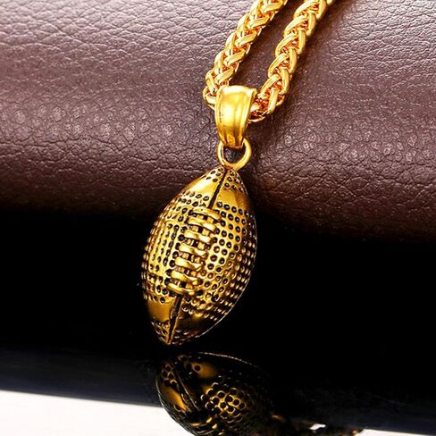 U7 Men Soccer/Football/Baseball Chain Stainless Steel 18K Gold Plated Cool Sport Pendant Running Shoe Necklaces, Baseball Cross Necklaces with 22+2" Chain Gift for Husband or Son in Saudi Arabia
