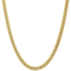 Solid 10k Yellow Gold Big Heavy 7.3 mm Miami Cuban Chain Necklace - with Secure Lobster Lock Clasp in Saudi Arabia