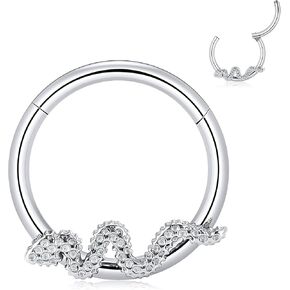 Qmcandy Stainless Steel Earring Hoop Hinged Segment Rings 16G Cartilage Tragus Helix Rings Septum Nose Rings Piercing Jewelry