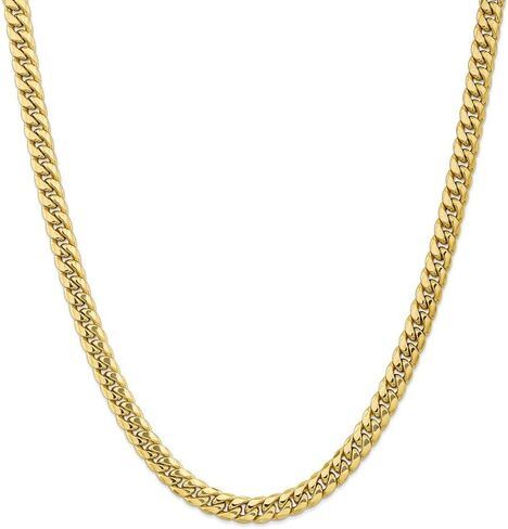 Solid 10k Yellow Gold Big Heavy 7.3 mm Miami Cuban Chain Necklace - with Secure Lobster Lock Clasp in Saudi Arabia
