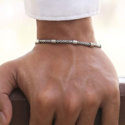 Rimini Style - سوار رجالي من الفضة الإسترليني الإيطالية عيار 925 - مقاسات من 7 إلى 10 بوصات in Kuwait
