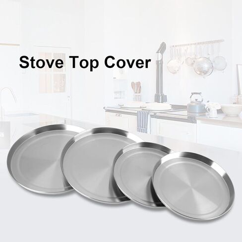 Zerone Stove Top Burner Covers,4Pcs/Set Stainless Steel Kitchen Stove Top Burner Covers Cooker Protection Pan Set Replacement in Saudi Arabia