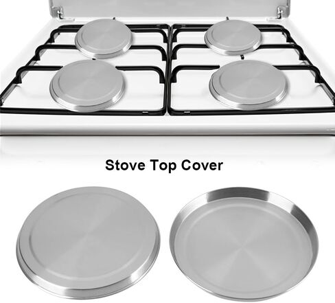 Zerone Stove Top Burner Covers,4Pcs/Set Stainless Steel Kitchen Stove Top Burner Covers Cooker Protection Pan Set Replacement in Saudi Arabia