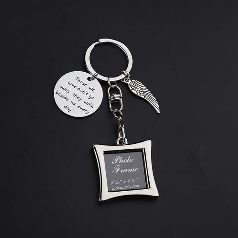 POTIY Sympathy Gift Memorial Keychain with Photo Frame Those We Love Don't Go Away Remembrance Gift for Loss of a Loved One in Saudi Arabia