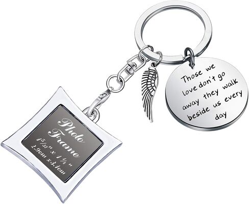 POTIY Sympathy Gift Memorial Keychain with Photo Frame Those We Love Don't Go Away Remembrance Gift for Loss of a Loved One in Saudi Arabia