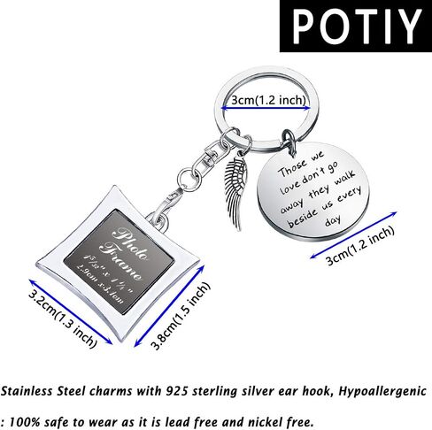 POTIY Sympathy Gift Memorial Keychain with Photo Frame Those We Love Don't Go Away Remembrance Gift for Loss of a Loved One in Saudi Arabia