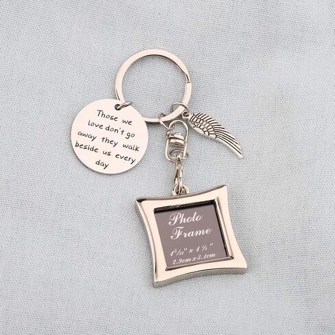 POTIY Sympathy Gift Memorial Keychain with Photo Frame Those We Love Don't Go Away Remembrance Gift for Loss of a Loved One in Saudi Arabia