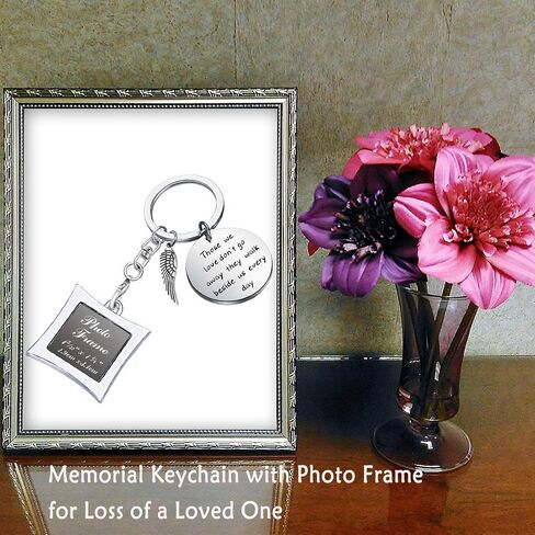 POTIY Sympathy Gift Memorial Keychain with Photo Frame Those We Love Don't Go Away Remembrance Gift for Loss of a Loved One in Saudi Arabia