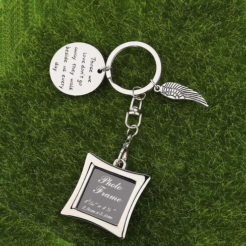 POTIY Sympathy Gift Memorial Keychain with Photo Frame Those We Love Don't Go Away Remembrance Gift for Loss of a Loved One in Saudi Arabia