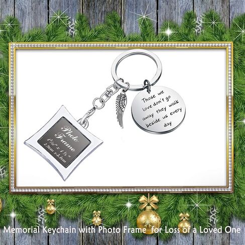 POTIY Sympathy Gift Memorial Keychain with Photo Frame Those We Love Don't Go Away Remembrance Gift for Loss of a Loved One in Saudi Arabia