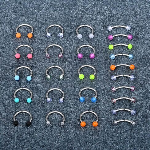 LAURITAMI 16G Rook Piercing Jewelry Rook Earrings Stainless Steel Daith Surface Tragus Piercing Jewelry Curved Barbell Eyebrow Rings Horseshoe Hoop Earring Cartilage Helix Conch Piercing Jewelry in Saudi Arabia