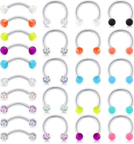 LAURITAMI 16G Rook Piercing Jewelry Rook Earrings Stainless Steel Daith Surface Tragus Piercing Jewelry Curved Barbell Eyebrow Rings Horseshoe Hoop Earring Cartilage Helix Conch Piercing Jewelry in Saudi Arabia