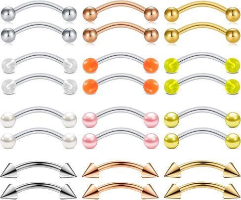 LAURITAMI 16G Rook Piercing Jewelry Rook Earrings Stainless Steel Daith Surface Tragus Piercing Jewelry Curved Barbell Eyebrow Rings Horseshoe Hoop Earring Cartilage Helix Conch Piercing Jewelry in Saudi Arabia