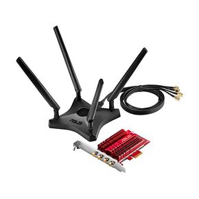 ASUS PCE-AC88 Dual-Band 4x4 AC3100 WiFi PCIe adapter with Heat Sink and External magnetic antenna base allows flexible antenna placement to maximize coverage in Saudi Arabia
