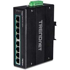 محول TRENDnet 8 منافذ Gigabit PoE+ DIN-Rail، TI-PG80 | ميزانية طاقة PoE 200 وات، سعة تحويل 16 جيجابت في الثانية، متوافقة مع NDAA وTAA، مقسم إيثرنت، حماية مدى الحياة in Saudi Arabia