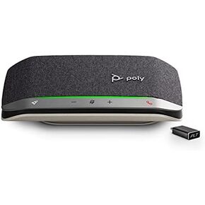 Poly - Sync 20+ Bluetooth Speakerphone (Plantronics) - Personal Portable Speakerphone - USB-C Bluetooth Adapter - Connect to Your PC/Mac/Cell Phone - Works with Teams, Zoom & More,Black