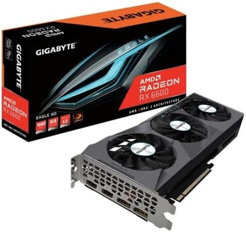 GIGABYTE Radeon RX 6600 Eagle 8G Graphics Card, WINDFORCE 3X Cooling System, 8GB 128-bit GDDR6, GV-R66EAGLE-8GD Video Card in Saudi Arabia