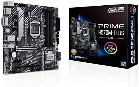 ASUS Prime H570M-PLUS/CSM LGA1200 (انتل 11th/10th Gen) لوحة الأم MicroATX (PCIe 4.0، 8 مراحل، HDMI، DVI، DisplayPort، Dual M.2، Intel 1GB LAN، USB 3.2 Gen 2 النوع C، Thunderbolt™ 4، ACCE) in Kuwait