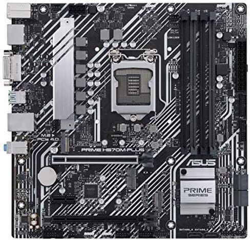 ASUS Prime H570M-PLUS/CSM LGA1200 (انتل 11th/10th Gen) لوحة الأم MicroATX (PCIe 4.0، 8 مراحل، HDMI، DVI، DisplayPort، Dual M.2، Intel 1GB LAN، USB 3.2 Gen 2 النوع C، Thunderbolt™ 4، ACCE) in Kuwait