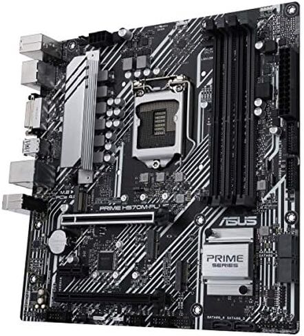 ASUS Prime H570M-PLUS/CSM LGA1200 (انتل 11th/10th Gen) لوحة الأم MicroATX (PCIe 4.0، 8 مراحل، HDMI، DVI، DisplayPort، Dual M.2، Intel 1GB LAN، USB 3.2 Gen 2 النوع C، Thunderbolt™ 4، ACCE) in Kuwait