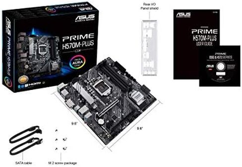 ASUS Prime H570M-PLUS/CSM LGA1200 (انتل 11th/10th Gen) لوحة الأم MicroATX (PCIe 4.0، 8 مراحل، HDMI، DVI، DisplayPort، Dual M.2، Intel 1GB LAN، USB 3.2 Gen 2 النوع C، Thunderbolt™ 4، ACCE) in Kuwait