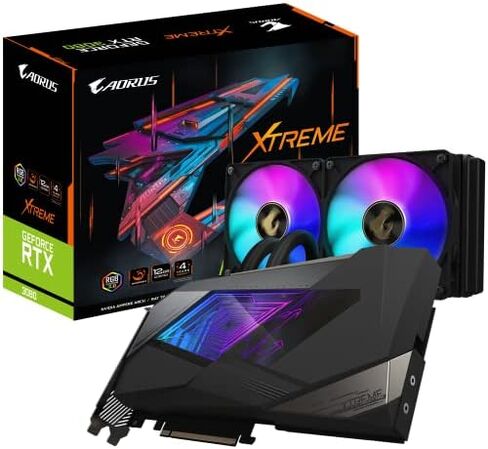 GIGABYTE AORUS GeForce RTX 3080 Xtreme WATERFORCE 12G Graphics Card, WATERFORCE Cooling System, 12GB 384-bit GDDR6X, GV-N3080AORUSX W-12GD Video Card in Saudi Arabia