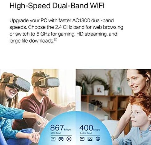 TP - لينك محول واي فاي USB للكمبيوتر (ارتشر تي 4 يو بلس)- محول شبكة لاسلكي ثنائي النطاق AC1300Mbps للكمبيوتر المكتبي مع هوائيات عالية الكسب 5 ديسيبل 2.4GHz/5GHz، يدعم ويندوز 10/8.1/8/7، ماك او اس in Kuwait